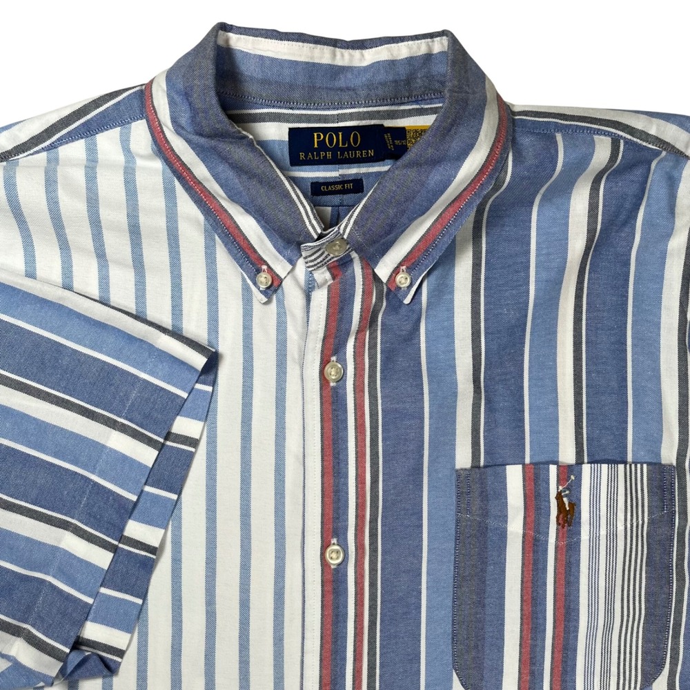Polo Ralph Lauren Button Down Shirt Mens XL Blue Multi Stripe Classic Fit Preppy